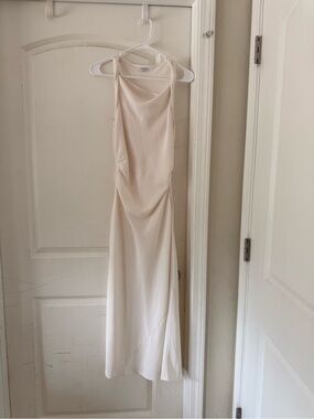 Aritzia Ivory Draped Slip Midi Dress